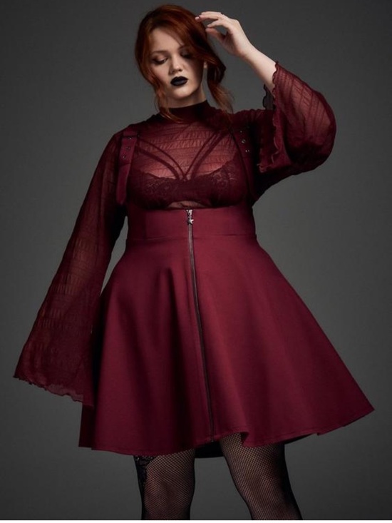 torrid Dresses & Skirts - torrid nightfall Burgundy Star-Zip Skater pinafore Dress